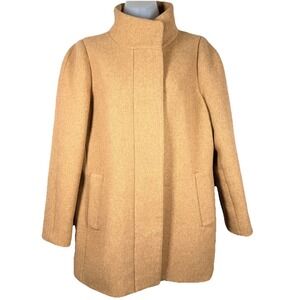 J.Crew Mercantile City Wool Blend Coat Size 8 Camel Tan Funnel Collar